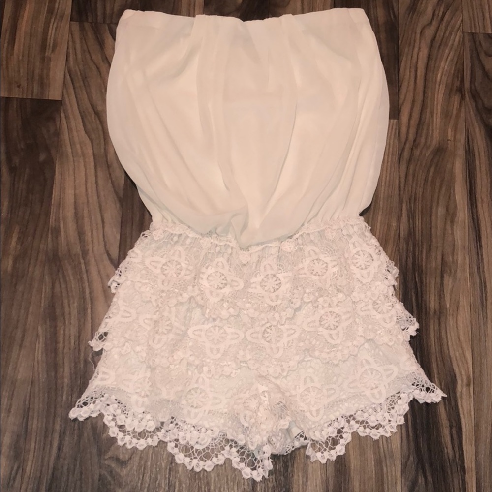 Off white tube top romper
